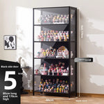 présentoir rangement étagère vitrée moderne noir transparent compartiments 120L capacité
