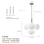 lampe suspendue boules transparentes moderne blanc doré câble annneau centralflux lumineux 60 249 tension