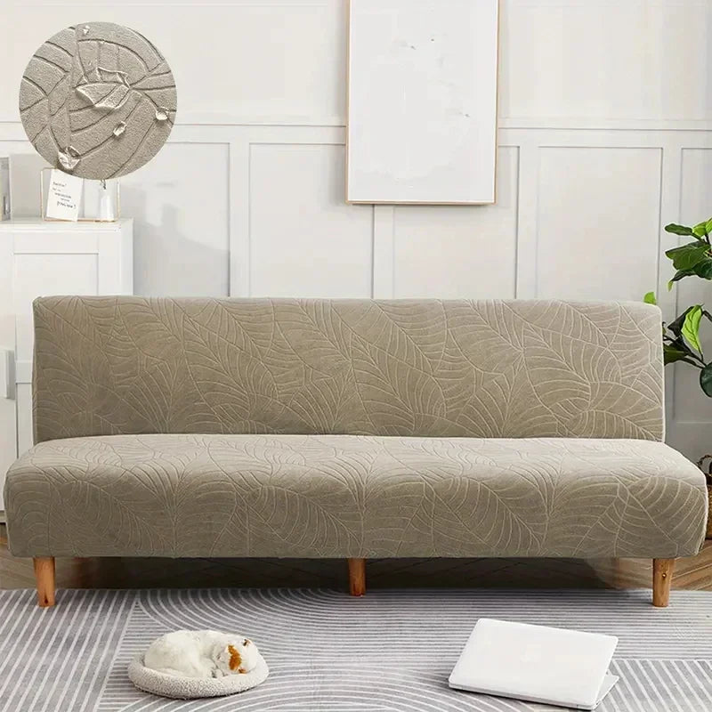 Housse canapé polyestère moderne feuilles adhésif vert bleu gris marron rougeversible machine