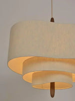 lampe suspendue moderne beige clair chaîne métallique tissu opacité salon chambre cuisine