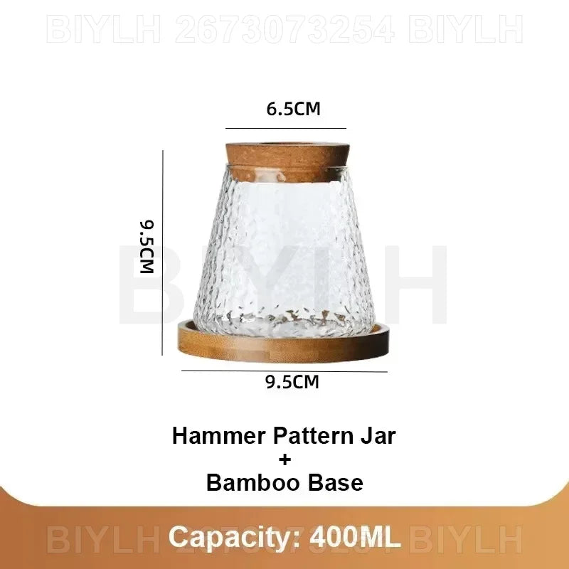 vases plantes verre transparent moderne minimaliste couvercle liège base bois
