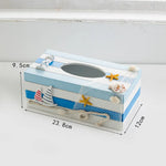 boîte mouchoirs marin bois bleu rayures coquillages bateau étoile mer décorative maison rangement