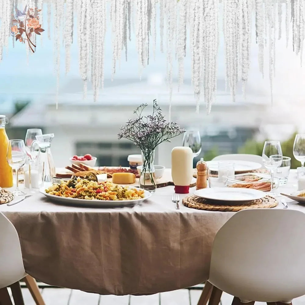 guirlande franges blanches decoration maison boheme rustique anniversaire pendaison cremaillere