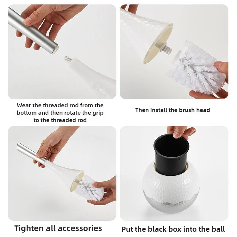 brosse wc or texture martelée base rangement embout flexible grip moderne