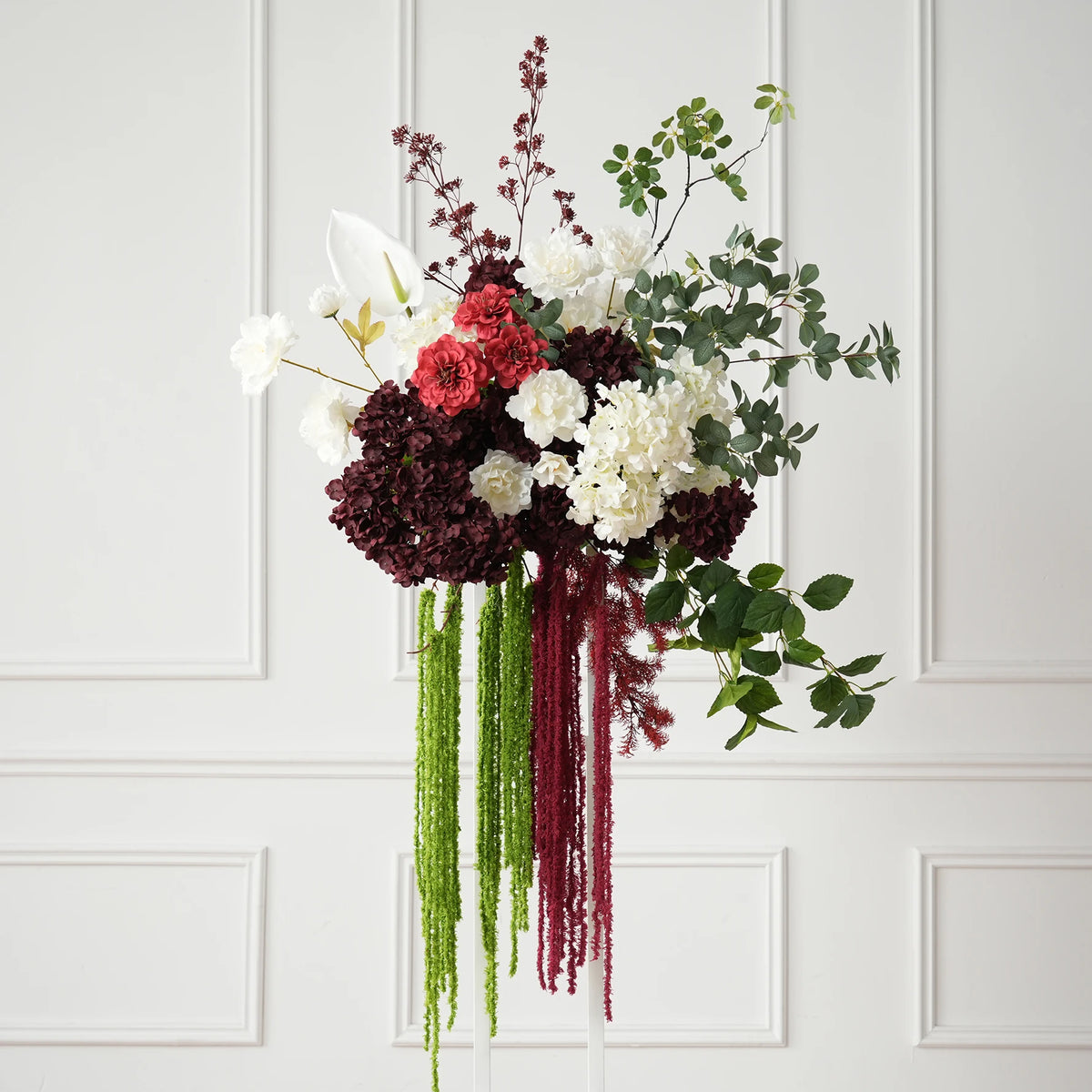 bouquet fleurs artificielles rouge blanc vert extérieur intérieur décoration maison événement mariage anniversaire partys