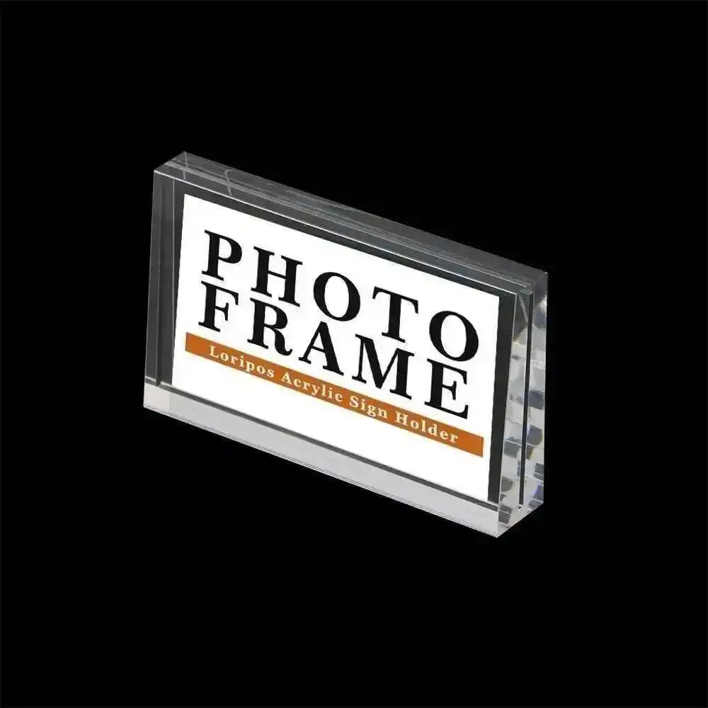 cadre photo moderne acrylique transparent 100x60mm affichage image étiquette prix support personnalisable