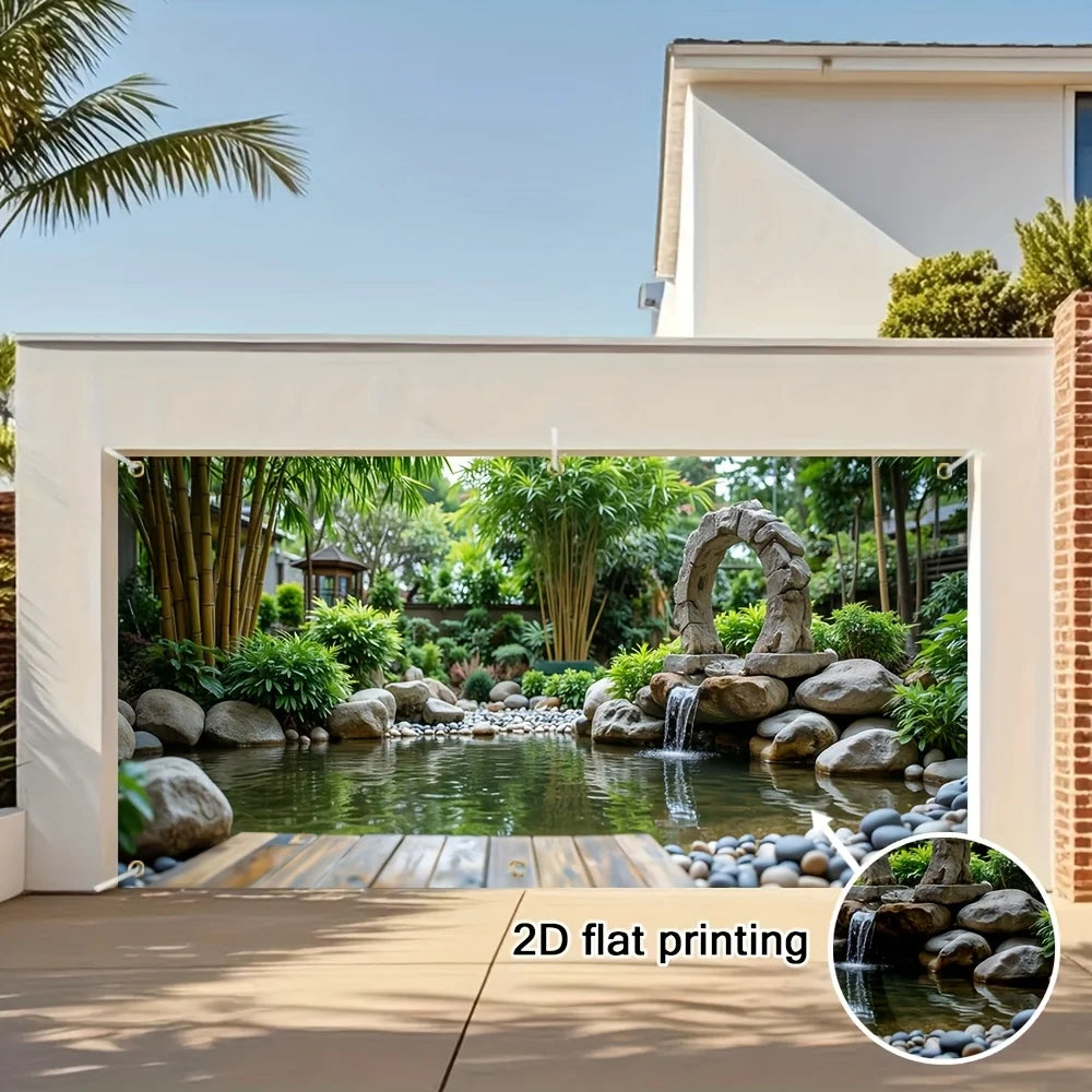 panneau decoratif mural paysage naturel cascade bambou multicolore anniversaire noel decoration intérieure flat printing
