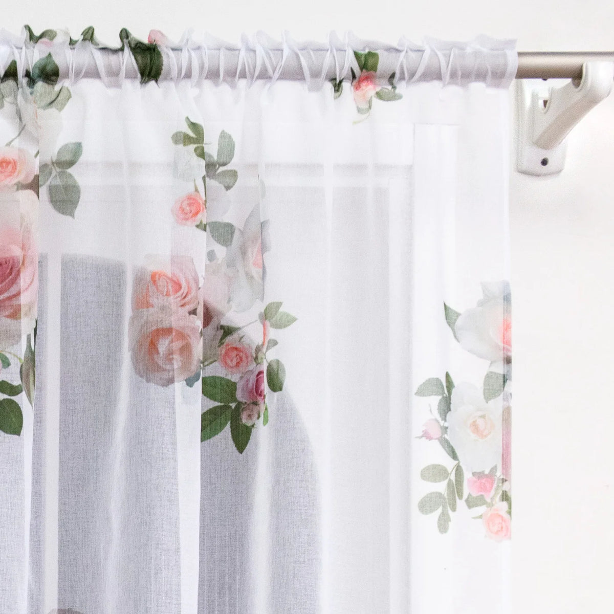 rideau floral transparent plissé romantique imprimé dentelle salon européen américain