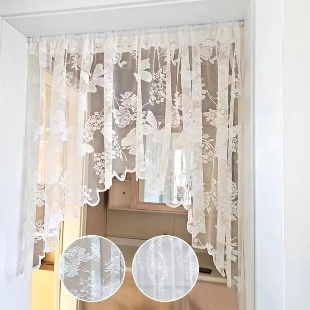 rideau blanc floral transparent poche tringle moderne décoration maison vintage