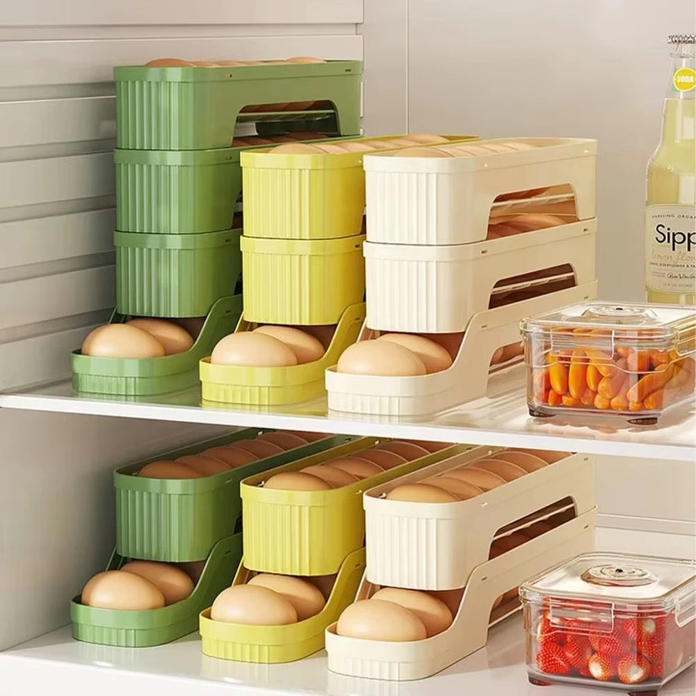 rangement d'oeufs porte réfrigérator vert jaune beige moderne pratique coulissant réutilisable transparent opacité