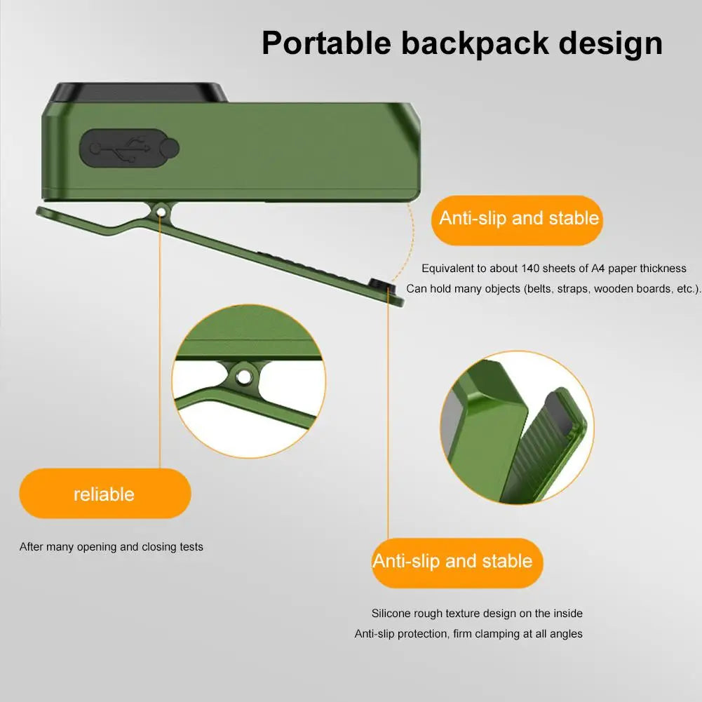 lampe torche rechargeable vert moderne clip camping randonnée durable éclairageextérieururgence