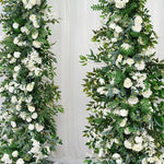 arche decorative fleurs artificielles blanc feuillage vert decoration mariage anniversaire exterieur classique eventos partys