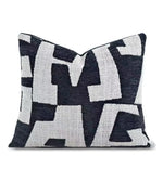 housse coussin géométrique moderne polyester coton noir blanc orange beige minimaliste contemporain ornemental 45x45cm