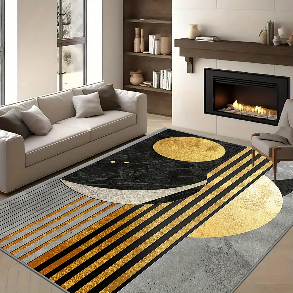 tapis moderne gris marron carreaux géométriques anti dérapant salon chambre 140x200cm