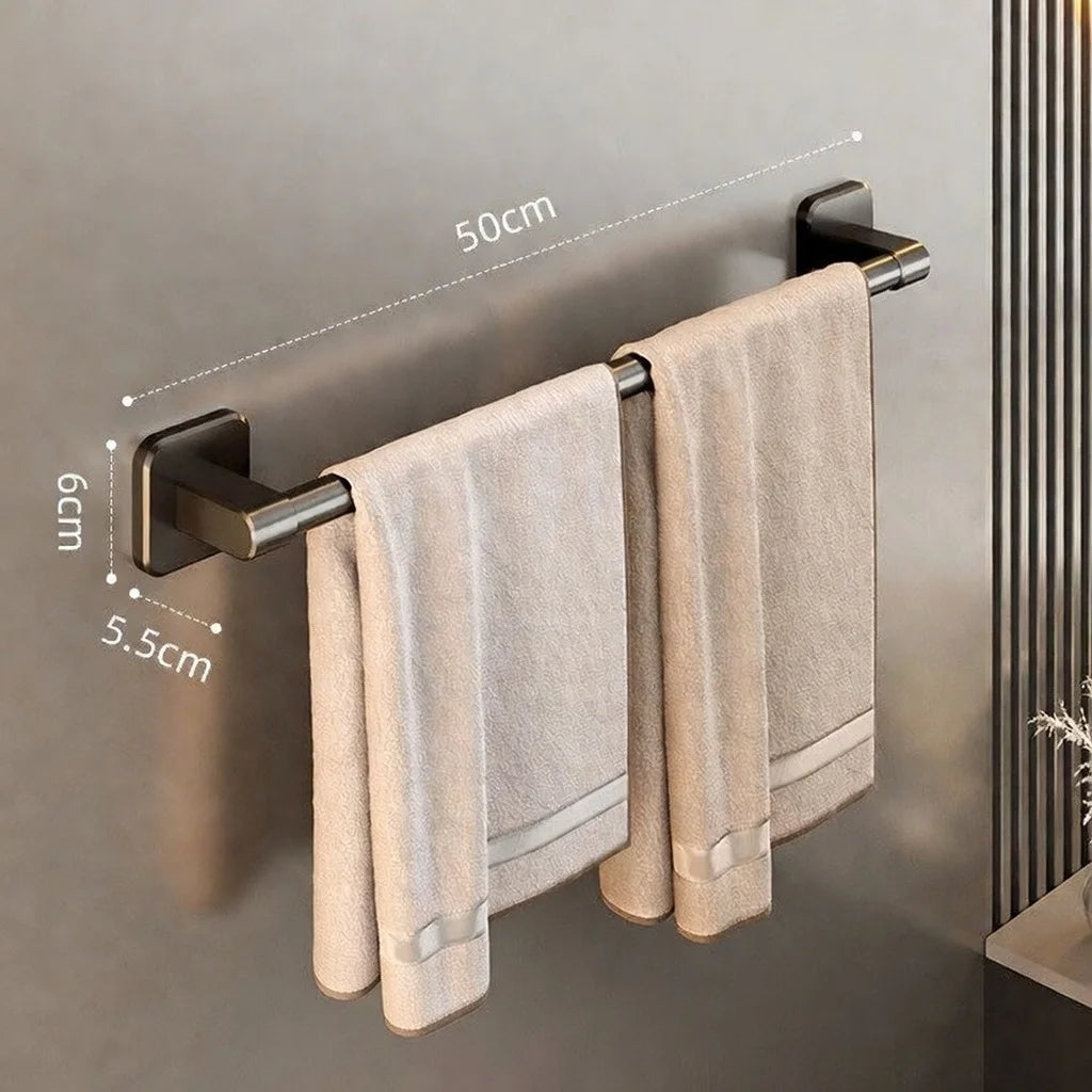 porte serviettes mural aluminium argenté lisse moderne adhésif salle bain simple robuste 30cm 40cm