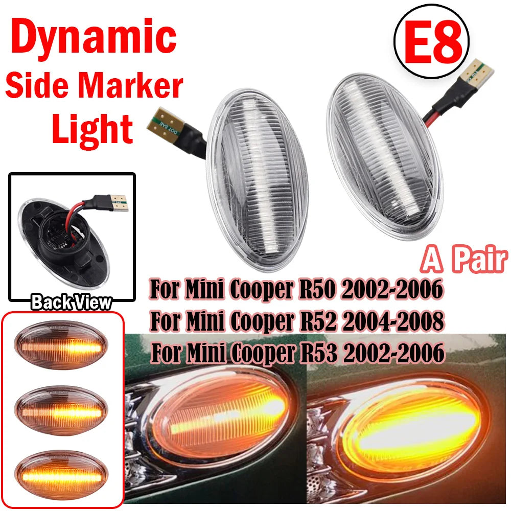 feux signalisation latéral dynamique noir transparent moderne 30x60mm clignotant led ambre mini cooper r50