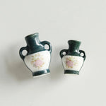 mini vase céramique artisanal aimants fleurs motif floral opacité vert beige marron bleu jaune