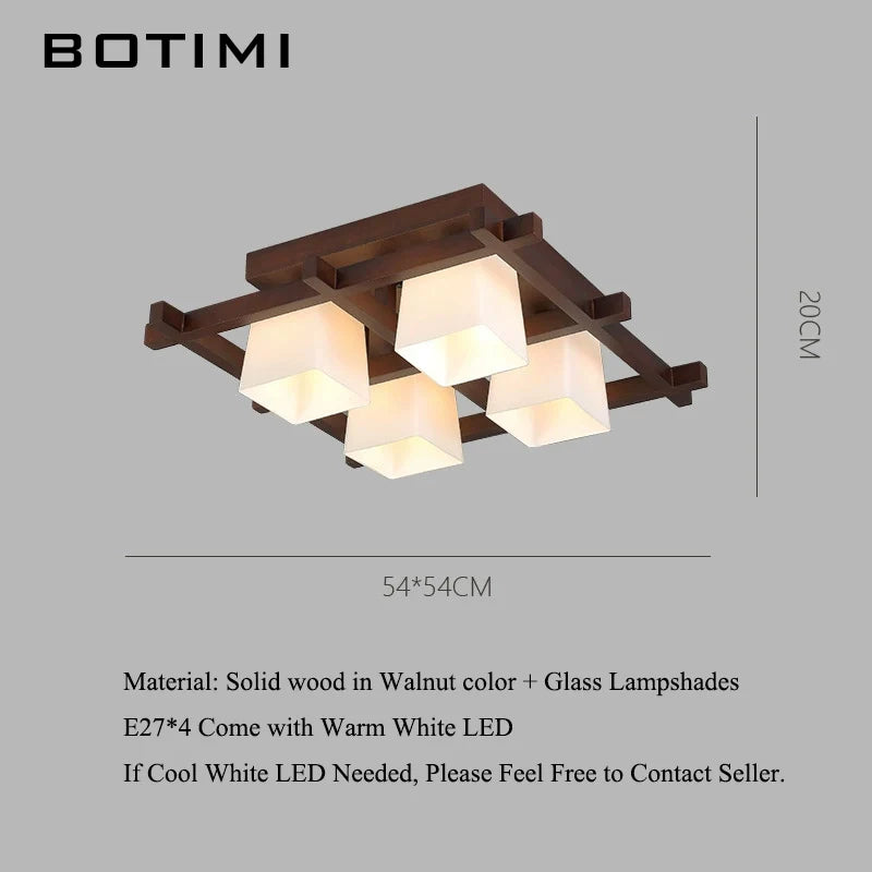 lampe moderne bois foncé abat jour blanc carré lumières led chambre salon