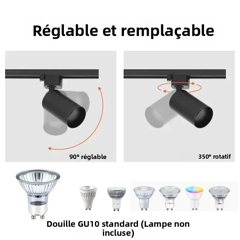 spots noir modernes gu10 12pcs fixés 55x90mm variable intensity