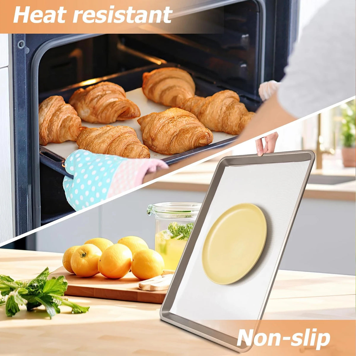 tapis cuisson silicone beige moderne antiadhésif antidérapant rouleau 6ft 8ft 10ft resistant chaleur pâtisserie