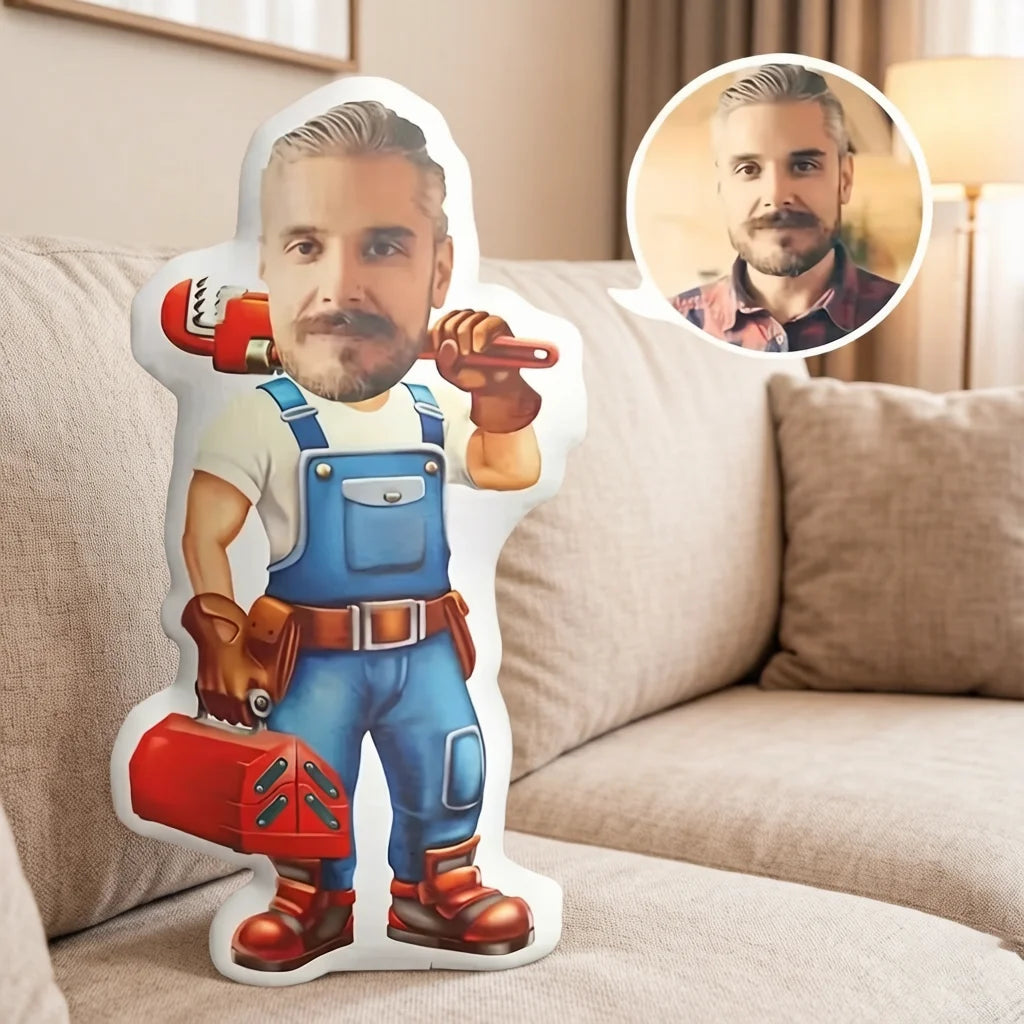 coussin personnalisé bleu blanc rouge personnage travail sac outils 12 16 20