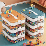 boîtes rangement transparentes multi niveaux couleurs variées jouets brique construction moderne ludique