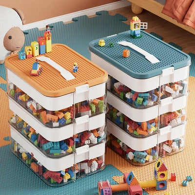 Boîte de rangement Lego transparente grande capacité avec séparateurs réglables