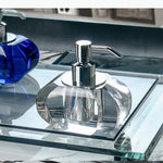 distributeur savon liquide transparent violet vert jaune bleu effet irisé moderne minimaliste pompe