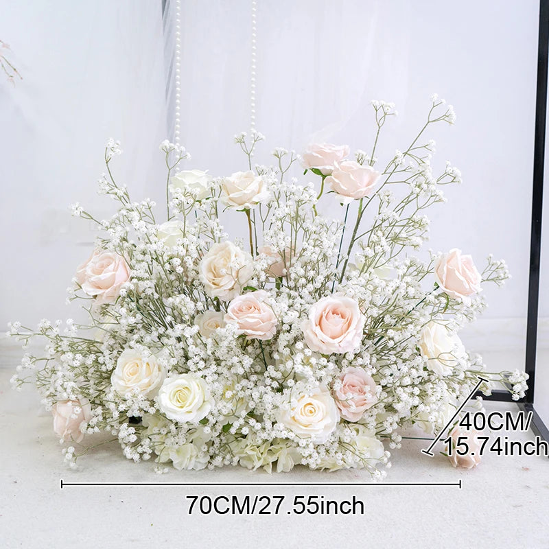 décoration mariage arches fleurs roses baby's breath voile romantique extérieur