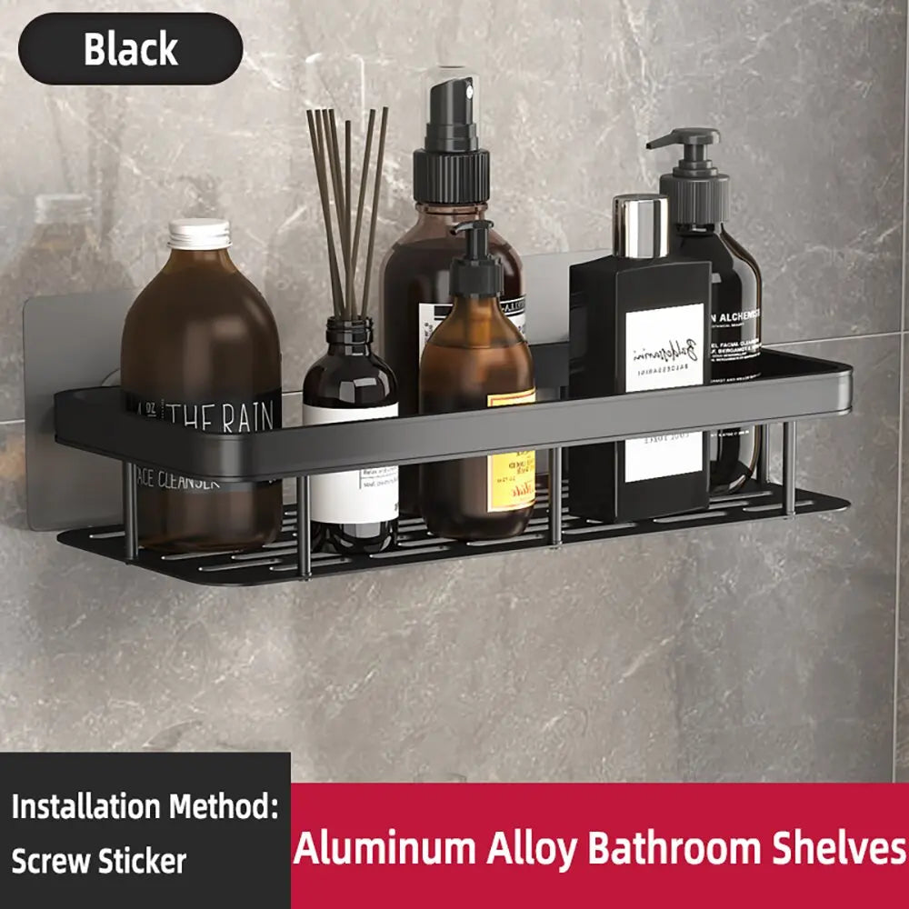 étagères salle bain noir modernes grille adhésives produits toilette serviettes