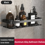étagères salle bain noir modernes grille adhésives produits toilette serviettes