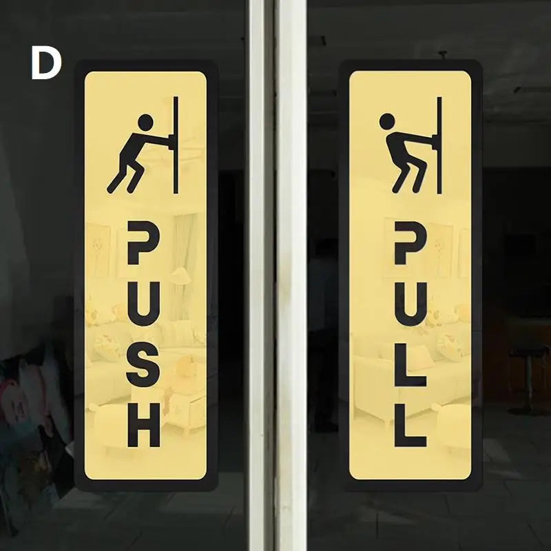 panneau porte push pull or blanc adhésif moderne classique lettres icones humaines echangement magasin