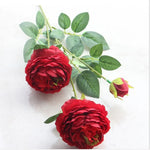 Bouquet artificiel roses feuilles vertes mariage décoration maison blanc rouge roseclair