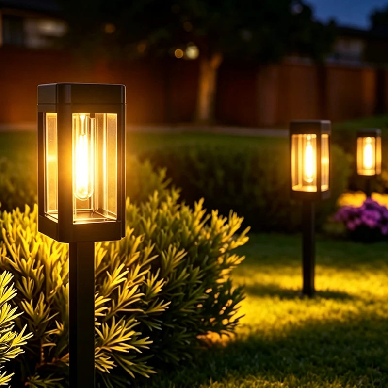 lampes solaires led vintage extérieures jardin rustique piquet ip65 rechargeables orangé noir