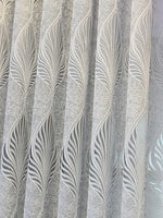 rideau gris feuilles stylisées semi transparent moderne salon polyester
