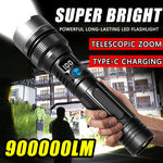 lampe poche led rechargeable zoom écran numérique 15w 100mètres noir texturé moderne