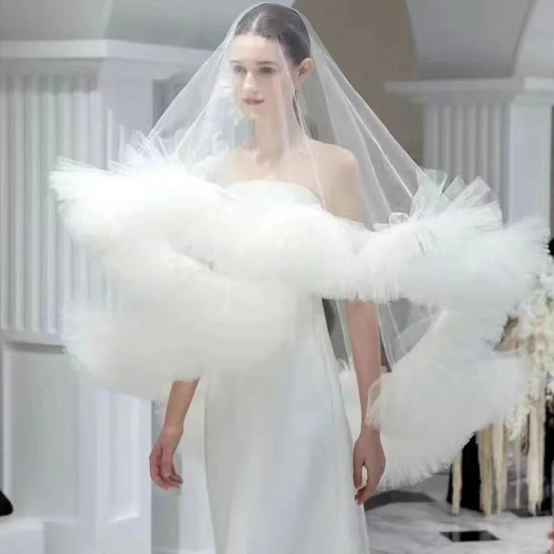 voile mariée tulle plissé blanc crème rose noir vert classique élégant opacité festonné