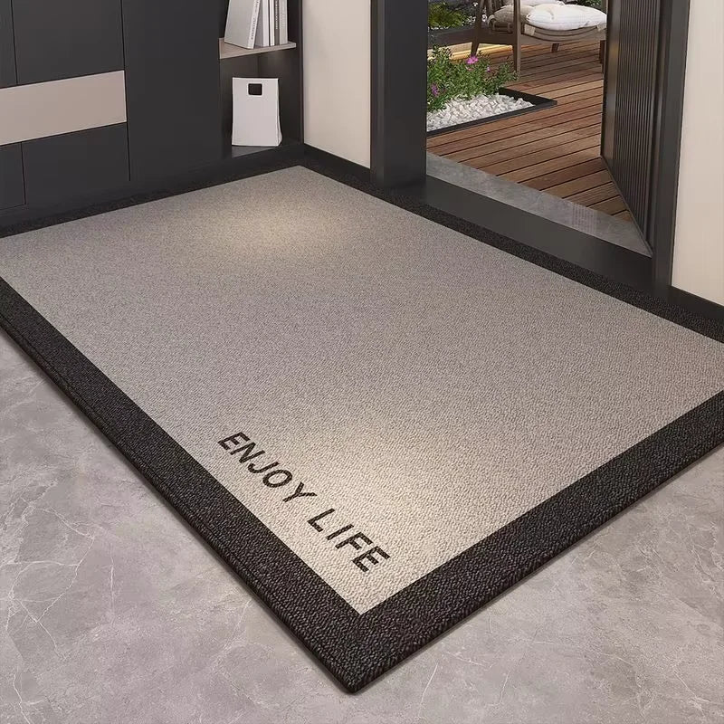tapis porte intérieur gris beige moderne antidérapant absorbant laine motif géométrique maison