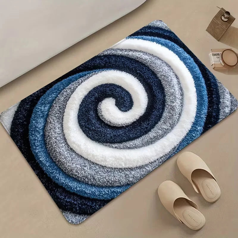 tapis moderne bleu spiral antidérapant résistant décoloration salon bain extérieur 30x50cm 40x60cm