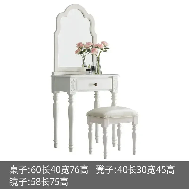 maquillage classique miroir intégré tabouret cuir bois chêne marronclair multifonctionnel chambre