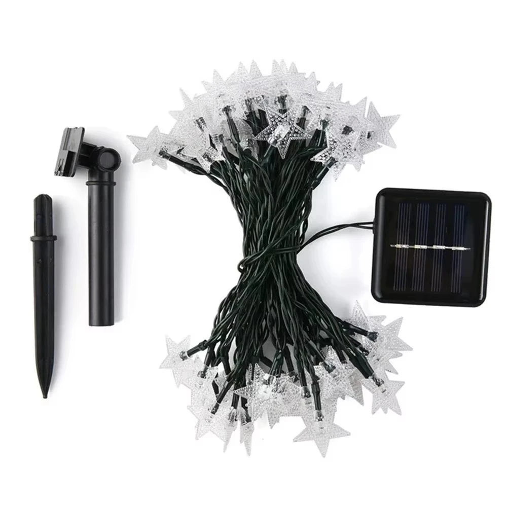 guirlande lumineuse solaire extérieure 5m 20leds 6.5m 30leds 9.5m 50leds multicolore étoiles moderne