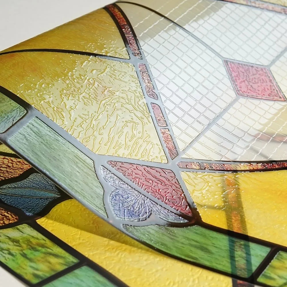 film adhésif vitrail art déco motifs géométriques floraux couleurs vives opaques anti reflets