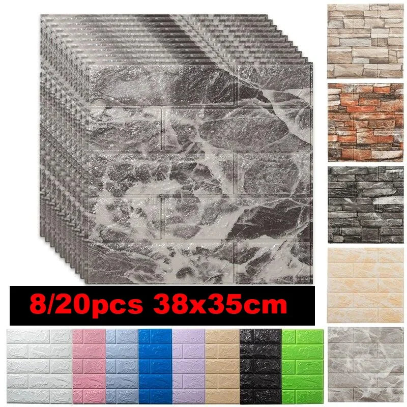 panneau decoratif mural adhésif brique imitation pierre moderne gris rose bleu noir resistant humidite