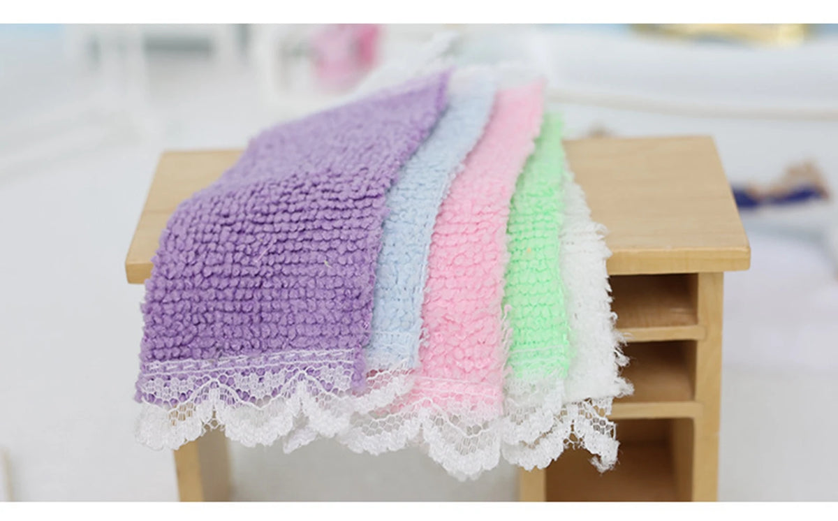 serviettes tissu microfibre bordure dentelée moderne douces vert bleu blanc jaune rose violet