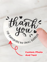 stickers transparents personnalisables lettrage cursive coeurs moderne minimaliste adhésifs papier autocollant thank you small