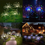 lumières solaires feux d'artifice multicolores modernes extérieures autoinstallation festive led jardin patios cour