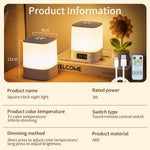 lampe chevet gris clair motif soleil rechargeable usb horloge tactile moderne veilleuse chambre enfant