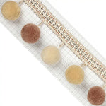 ruban décoratif moderne pompons peluche rayures dorées bleu marine orange