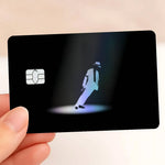 carte crédit personnalisée adhésif noir blanc michael jackson poses fond noir moderne minimaliste