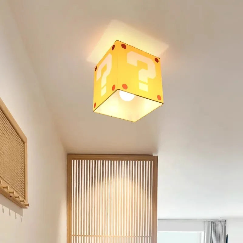 lampe moderne jaune question mark points rouges ludique lumière enfants chambre
